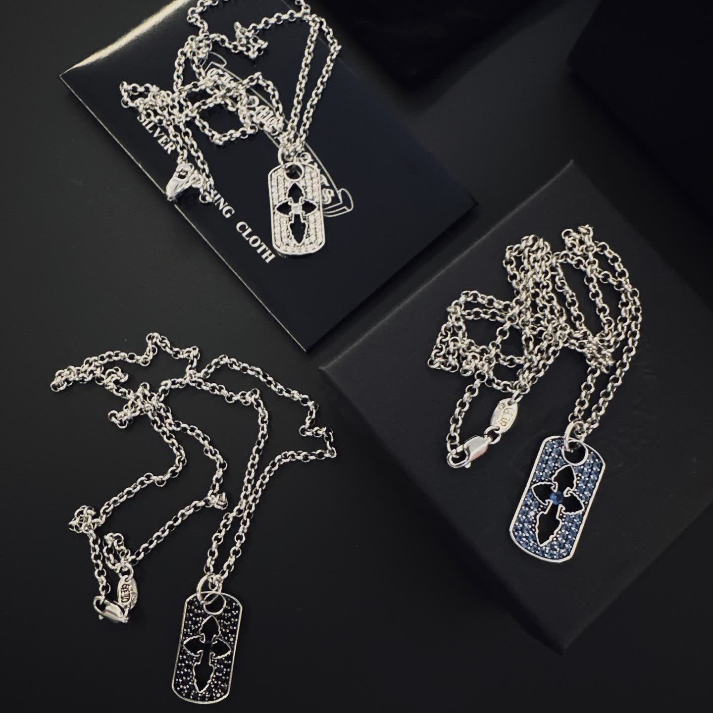 Chrome Hearts Silver Cross Tag Necklace